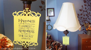 Lamp I found at a thrift store for 5 Printed quote from Harry Potter
