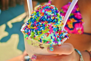 bathing suit, bracelets, colorful, ice cream, nails, pink, spoon ...