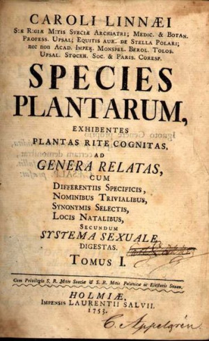 Cover of Species plantarum (1753).