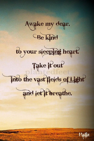 Photo art greeting card - Hafiz quote 'Awake my dear...'