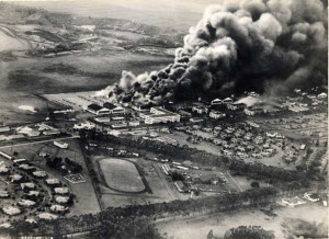 Aerial view of Pear Harbor during attack.