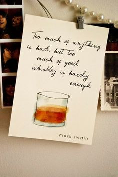 Too much of anything is bad, but too much of good whiskey is barely ...