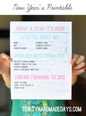 Printable New Year’s Resolutions for Kids 2014