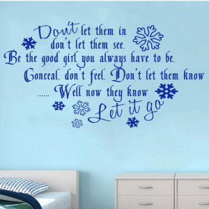 Frozen Disney Quote Let It Go Lyrics Wall Art Sticker Kids Decal Art