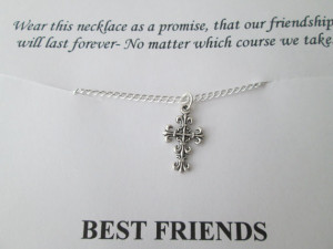 Cross, Best Friend Necklace- Friendship Quote Card