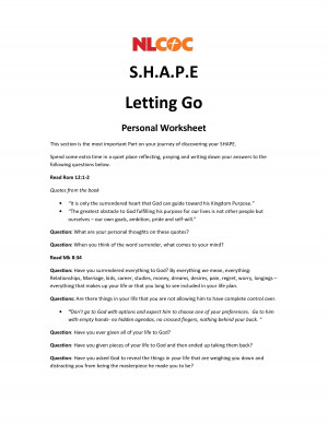 SHAPE Letting Go Personal Worksheet by liaoqinmei