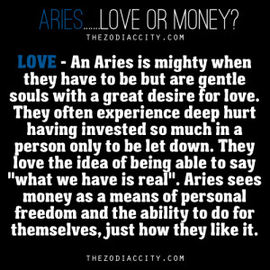 Zodiac Aries, Love or Money?