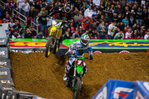James “Bubba” Stewart (left) and Ryan Villopoto battle for the ...