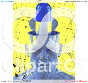 ... CGI Clip Art Illustration of a Blue 3d Head With A Pill Brain by Julos