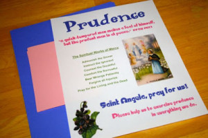 included the memory verse for Prudence, an image of St. Angela ...