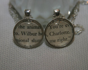 ... Charlottes Web Ne cklace Literary Jewelry Book Page Necklace Character