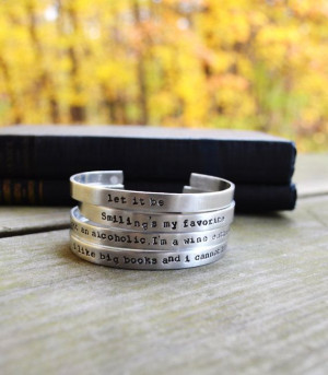 Custom Quote Cuff Bracelet - Personalized - Modern - Silver - Hand ...
