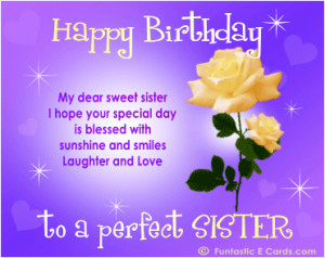 Sister birthday cards pic of yellow roses, twinkly stars & poetic msg