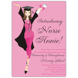 Brunette Nurse Graduation Invitations
