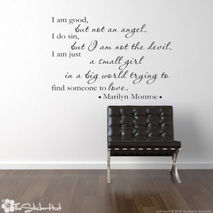 am good but not an angel Marilyn Monroe Quote Saying Vinyl Wall Art ...
