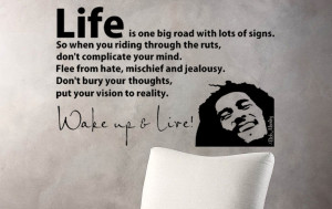 ... WAKE UP AND LIVE Wall Art / Vinyl Decal Sticker QUOTES & PHRASES