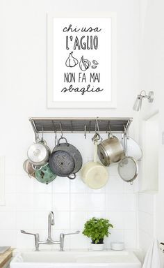 aglio - italian kitchen art print poster cooking quote - typographic ...