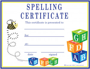Spelling Bee Awards Certificates Printable