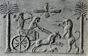 Sumer King Darius Seal-Ahura Mazda Rises In Midst