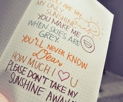 cute, journal, lyrics, song lyrics, writing, you are my sunshine ...