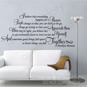 believe that everything happens - Marilyn Monroe ~ Wall Quote Decals ...