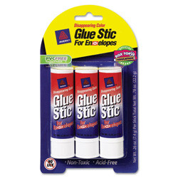 Avery Disappearing Color Permanent Glue Stic for Envelopes Pack of 3