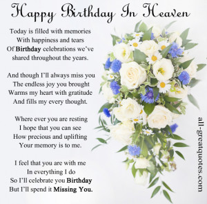 In Loving Memory Cards – Happy Birthday In Heaven