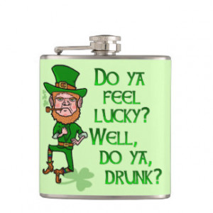 Funny Tough Lucky Drunk Leprechaun Hip Flasks
