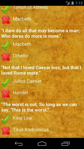 Agrandir vue - Shakespeare Quotes Quiz pour capture d'écran Android