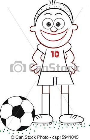 EPS Vector of Cartoon Soccer Player Happy and Smi - Cartoon of ...
