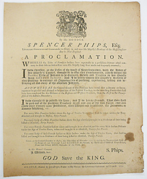 Phips Proclamation. Source: Massachusetts Historical Society