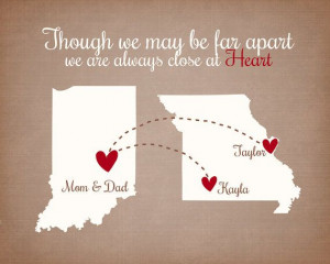 Though we May be Far Apart Custom Family Quote by WanderingFables, $24 ...
