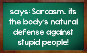 says: Sarcasm.. its the body's natural defense against stupid people!