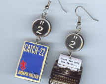 Book Cover Earrings - Catch-22 quot e -Typewriter - Mismatched earring ...