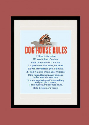 Kitchen art, Inspirational quote print, Dog House Rules, Wall poster ...