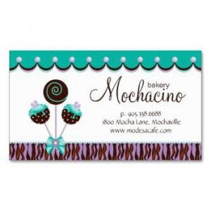 Zebra Business Cards » Cake Pops Business Card Bakery Mint Chocolate