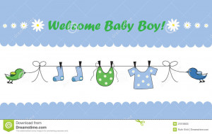 Welcome baby boy announcement invitation.