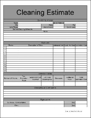 Cleaning Service Estimate Template