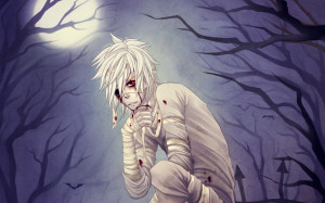 Wallpaper boy, wounds, bandages, moon, blood
