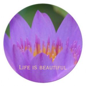 Purple Flower with Life Quote Plate