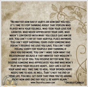 You deserve better now