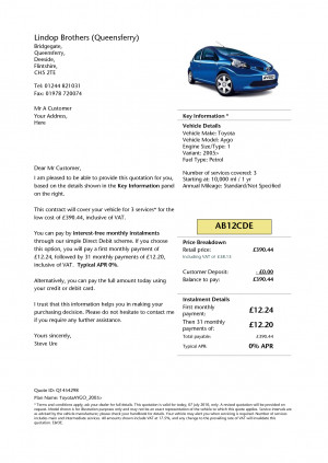 our sample quote Service Plan Quote by MikeJenny