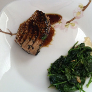 Sesame Seared Tuna with Sautéed Spinach
