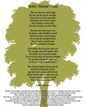 This poem was also included. It's special to Elder Fox and our family ...