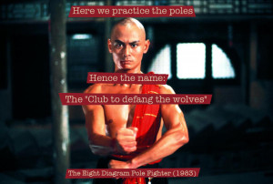 Quote from Eight Diagram Pole Fighter (1983) — «Here we practise ...