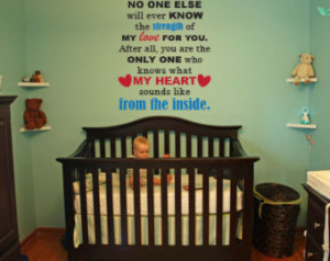 Vinyl Wall Decal Heart sounds like from the inside quote 12x16 3 color