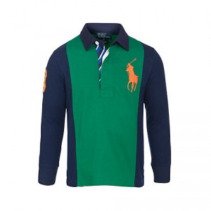 Buy Polo Ralph Lauren Boys 39 Big Pony Rugby Shirt Green Navy Online ...
