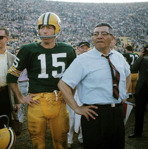 Coach Vince Lombardi and Bart Starr