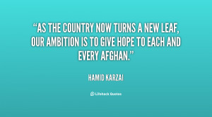 As the country now turns a new leaf, our ambition is to give hope to ...