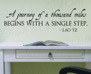 Journey of a Thousand Miles Motivational Vinyl Wall Decal Quote